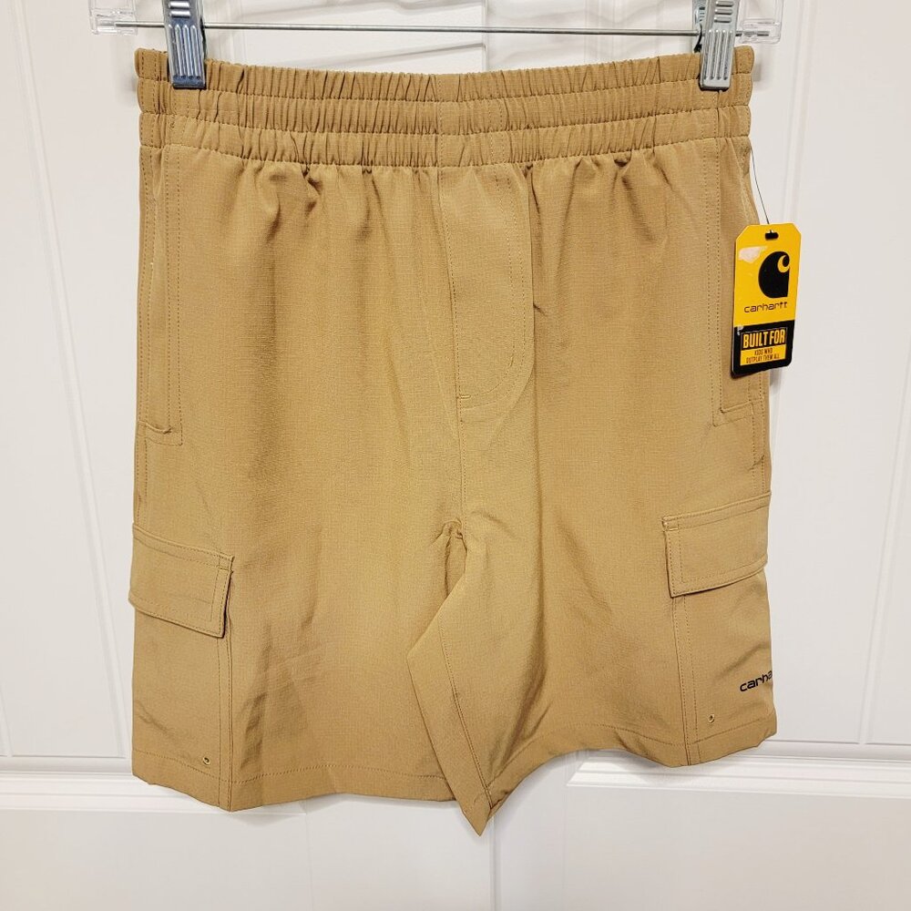 Carhartt Boys Size Medium 10/12 Rugged Flex Ripstop Cargo Work Shorts Beige NWT